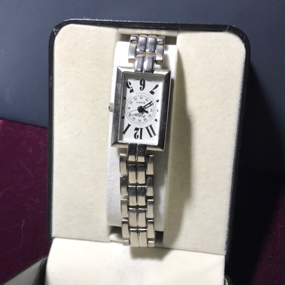 Polini silver tone Japan watch